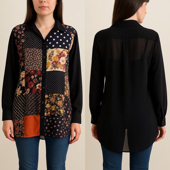 VINTAGE COMPAGNIE INTERNATIONALE EXPRESS Patchwork Shirt Size L - Picture 1 of 6